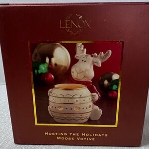 Lenox Moose Votive Candle Holder NIB 5” X 5” with unscented votive candle